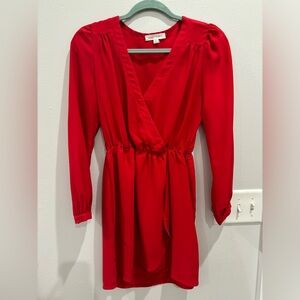 Red V-neck dress